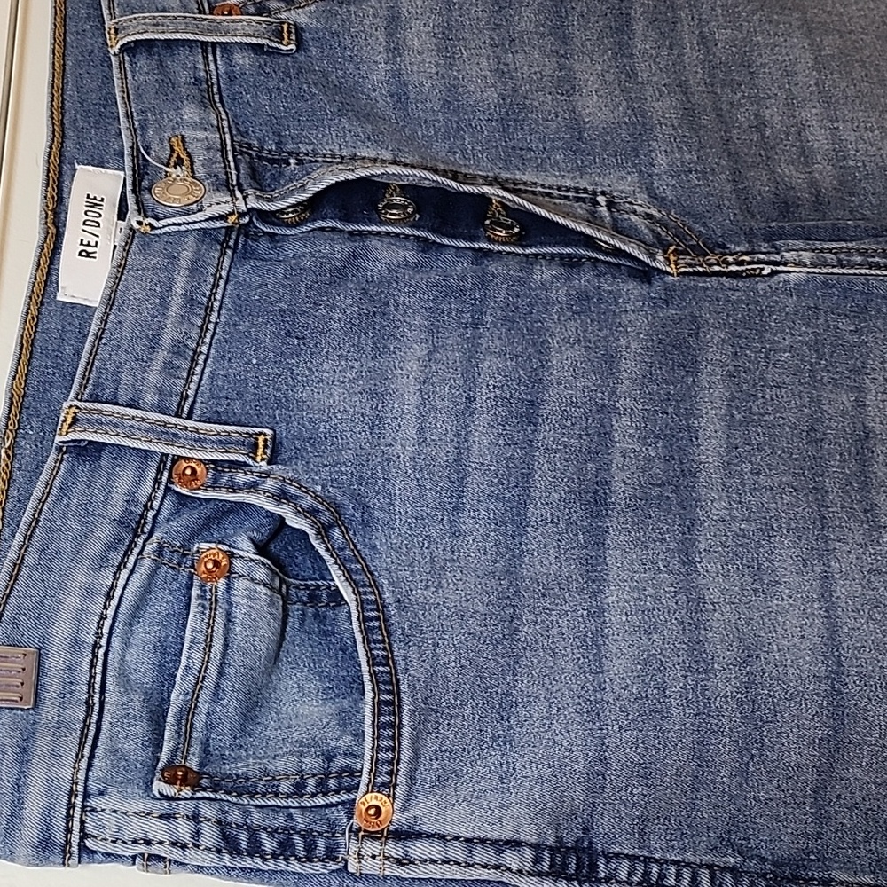 RE/DONE Originals Button Fly High Rise Tapered Leg Strech Tall Jeans Sz 29 - Picture 8 of 16